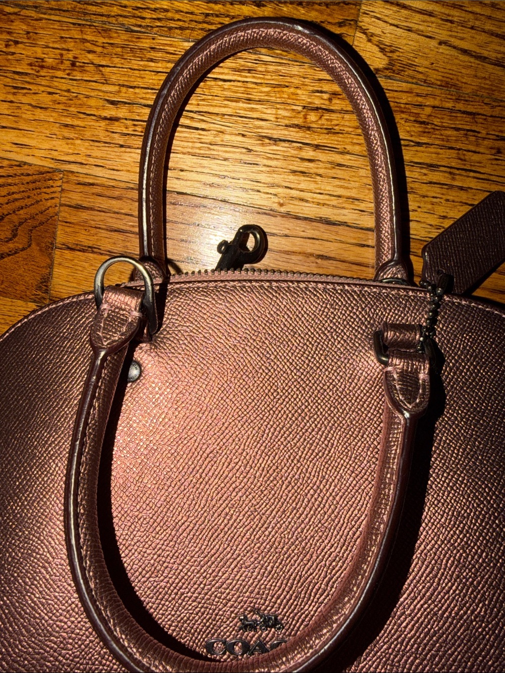 Coach Metallic Rose Dome Satchel in Copper - Picture 7 of 12